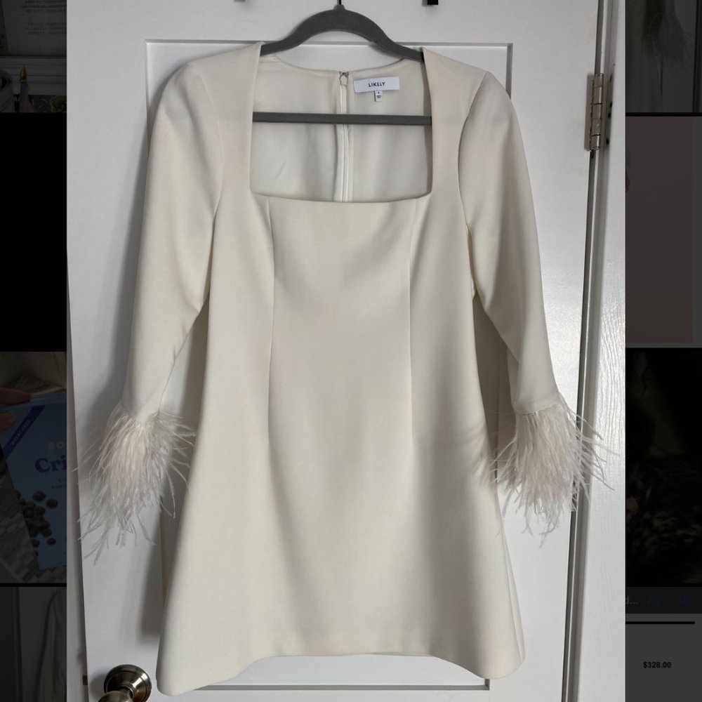 Likely Cher Feather Cuff Mini Dress